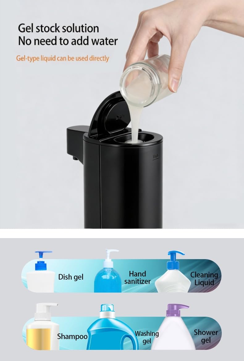 Automatic Soap Dispenser Touchless Dish Soap Dispenser 13.5oz/400ml with Infrared Sensor Type-C Rechargeable Liquid Dispenser for Bathroom and Kitchen Black