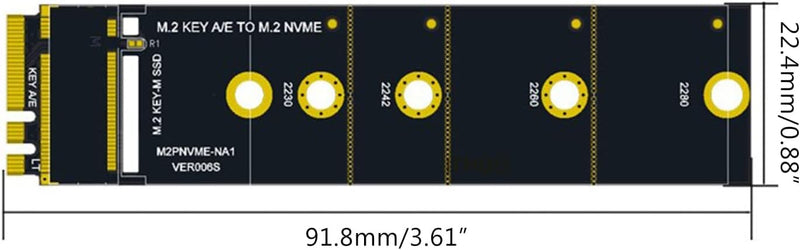 Wireless for M.2 A/E for Key Slot to for M.2 for M for Key WiFi Bluetooth-Compatible Adapter for NVMe PCI for Express M.2 Nvme Ssd Adapter Card M2 Key A-E to M2 NVME Adapter Converter Card to, 1 piece