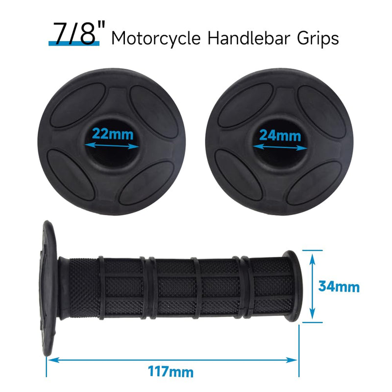 HIAORS 7/8" Motorcycle Hand Grips for CRF YZF WRF KXF KLX Pit Dirt Bike Motocross Motorcycle Offroad Dirt Bike Black