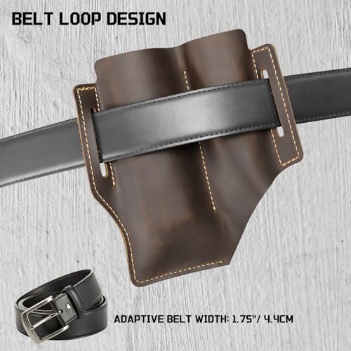 Leather Multitool Sheath for EDC Tools, Flashlight, Pen, Everyday Carry B23 Coffee