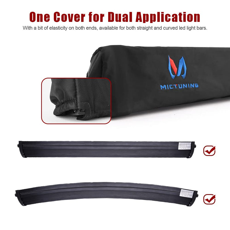 MICTUNING 52 inches Universal Straight and Curved LED Light Bar Cover - Water-Resistant, Windproof, Dustproof, Snowproof Scratch-Proof Protective Sleeve 52" Light Bar Cover