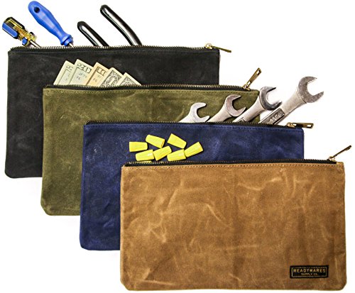 Readywares Zipper Pouch 4-Pack - Organize with Small Waxed Canvas Tool Bags