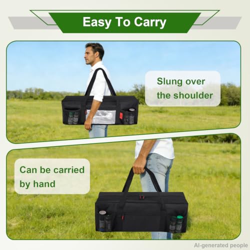 Extra Thick 24" Storage Bag Grill Tool Organizer Pro, BBQ Tool Heavy Duty Bag with Pockets, Double Layer 600D Oxford Cloth Waterproof (2X Thickness), Camping, Tailgating, BBQ Party Gift (2x Thickness)(24" Lx8 Wx8 H)