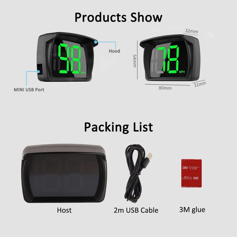 New Speedometer HUD GPS Digital Speed Meter MPH Speedo Head Up Display for Cars Trucks, USB Cable Plug & Play (G20-Only Green) G20-Only Green