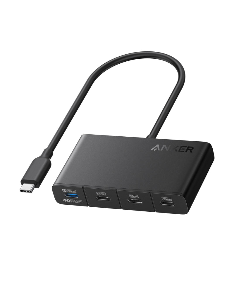 Anker USB-C Hub, Fast 10Gbps USB 3.2 Display Hub, USB-C to 4-Port Hub with 100W Max PD-in for MacBook Pro, iPad, iPhone 15, Surface Pro, Dell and More