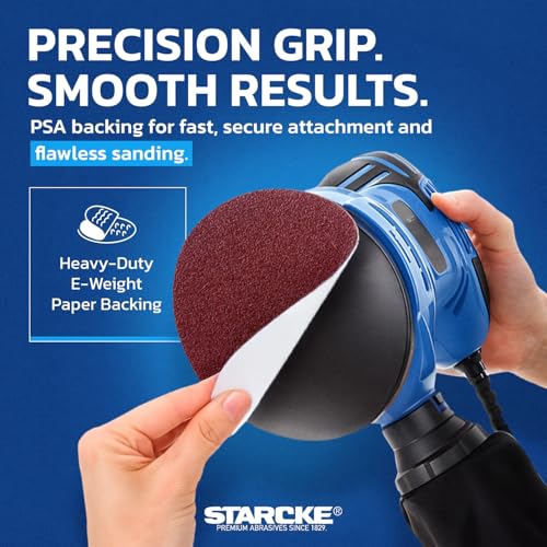 Starcke Sand Paper for Car, 25 Pack Premium 6 Inch Sanding Discs, 36 Grit Sanding Paper, Self Adhesive Orbital Sander Pads, PSA Aluminum Oxide Sandpaper Discs, Auto Sandpaper for Wood, Metal, Paint