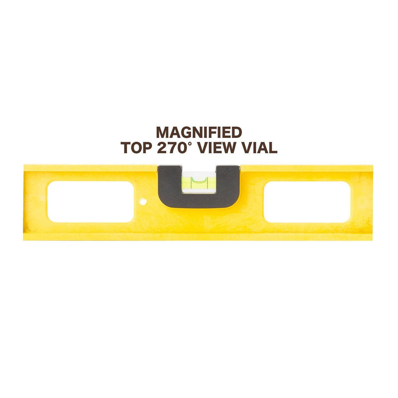 Mayes 10140 Top View Magnetic Level, 24 Inch Level Made in USA, 3 Vials with 270° Center View, Ruled Edge for Accurate Measurements, V-Groove for Curved Surfaces 24-Inch Magnetic