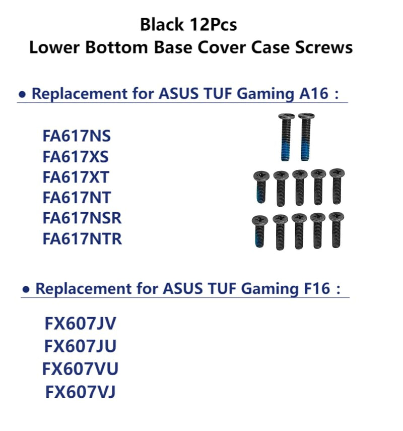 ZAHARA Black Laptop Lower Bottom Base Cover Case Screws Replacement for ASUS TUF Gaming A16 FA617NS FA617XS FA617XT FA617NT FA617NSR FA617NTR/ TUF Gaming A16 FA607 FA607PI FA607PV FA607NU FA607NUG