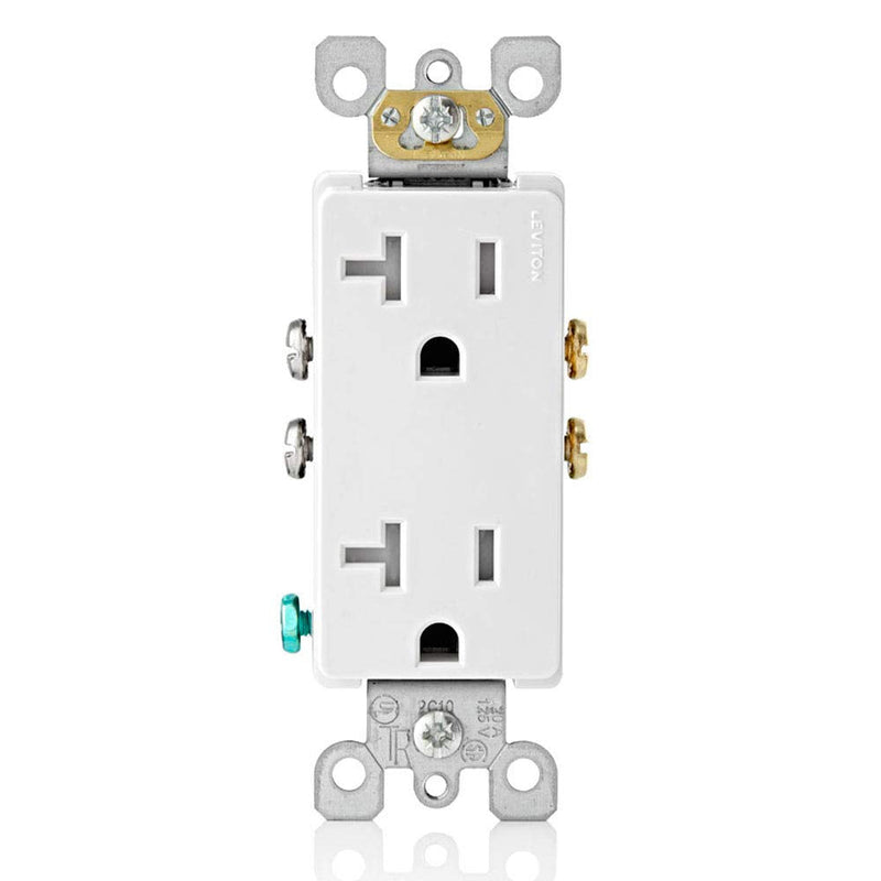 Leviton M02-T5825-Wmp 20a 125v White Decora Tamper Resistant Outlets 10 Count