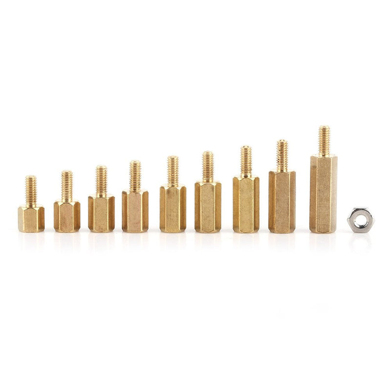 360pcs Hex Brass Standoff M2.5 Male-Female Threaded Spacer Standoff Screw Nut Pillar Standoff Assortment PCB Motherboard Assortment Kit Used in Machinery Industry, Electronic Industry