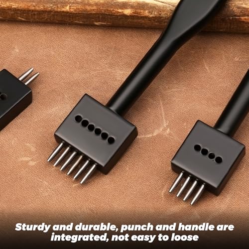 Leather Hole Punch Black Hole Punch Tool 3mm 2/4/6 Lacing Stitching Punches 2/4/6 Prong Black-3mm