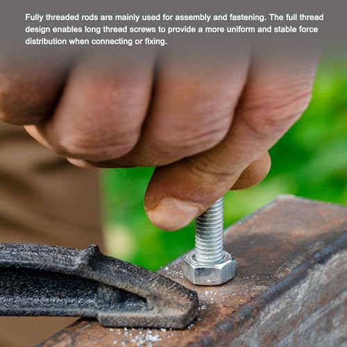 uxcell 5/8"-11 Fully All Threaded Rod, 2Pcs 304 Stainless Steel Long Threaded Screw 5" Length Right Hand Threads for Furniture Mounting Assembly Fastening 5"