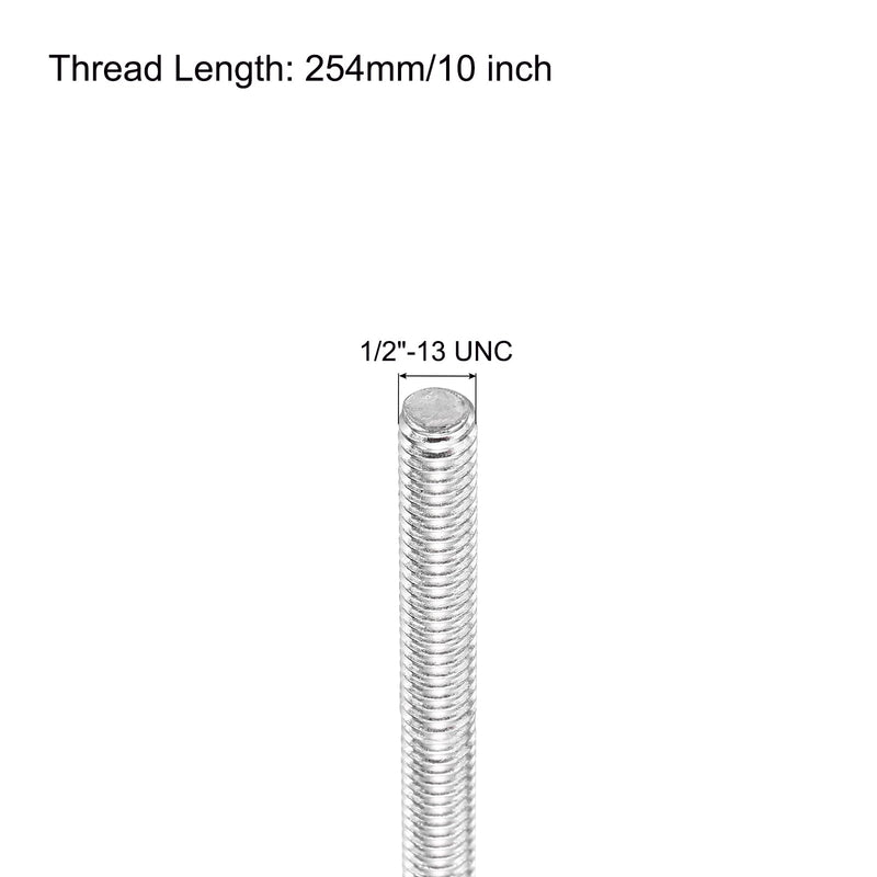 MECCANIXITY Fully Threaded Rod 1/2"-13 UNC Thread Pitch 304 Stainless Steel Right Hand Threaded Rods Bar Studs,10 inch 4 Pack 1/2"-13 UNC x 10 inch