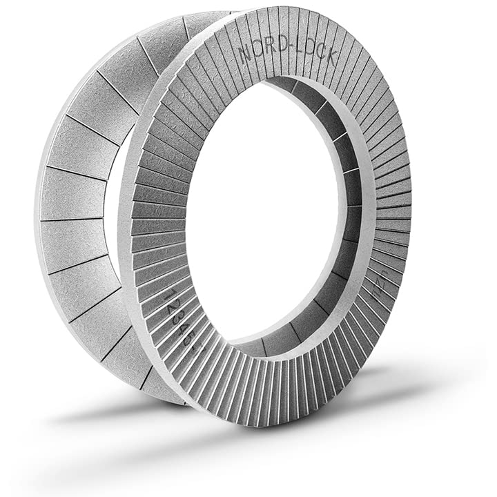 Nord-Lock Wedge Locking Washers - Stainless Steel (254 SMO) Washer, Vibration Resistant Safety Washers for 1/2 Inch Bolts - 6 Pairs 1/2" Bolts