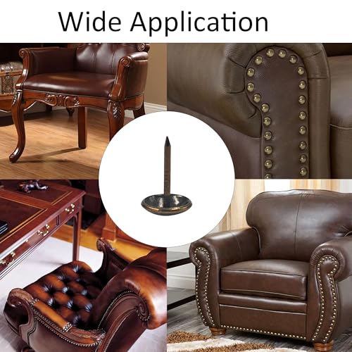 200PCS 16 * 20mm Upholstery Tacks, Decorative Furniture Nails, Round Head Bronze Thumb Tacks for Sofa, Chair, Cork Board, DIY Projects 0.63"