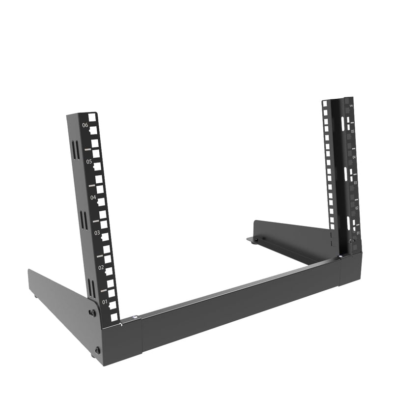 JINGCHENGMEI 6U Desktop Network Rack 19 inches Small Open Frame Rack 2 Post Free-Standing Tabletop Rack for Patch Panel, Data, AV, IT,Studio or Computer Equipment (6U)