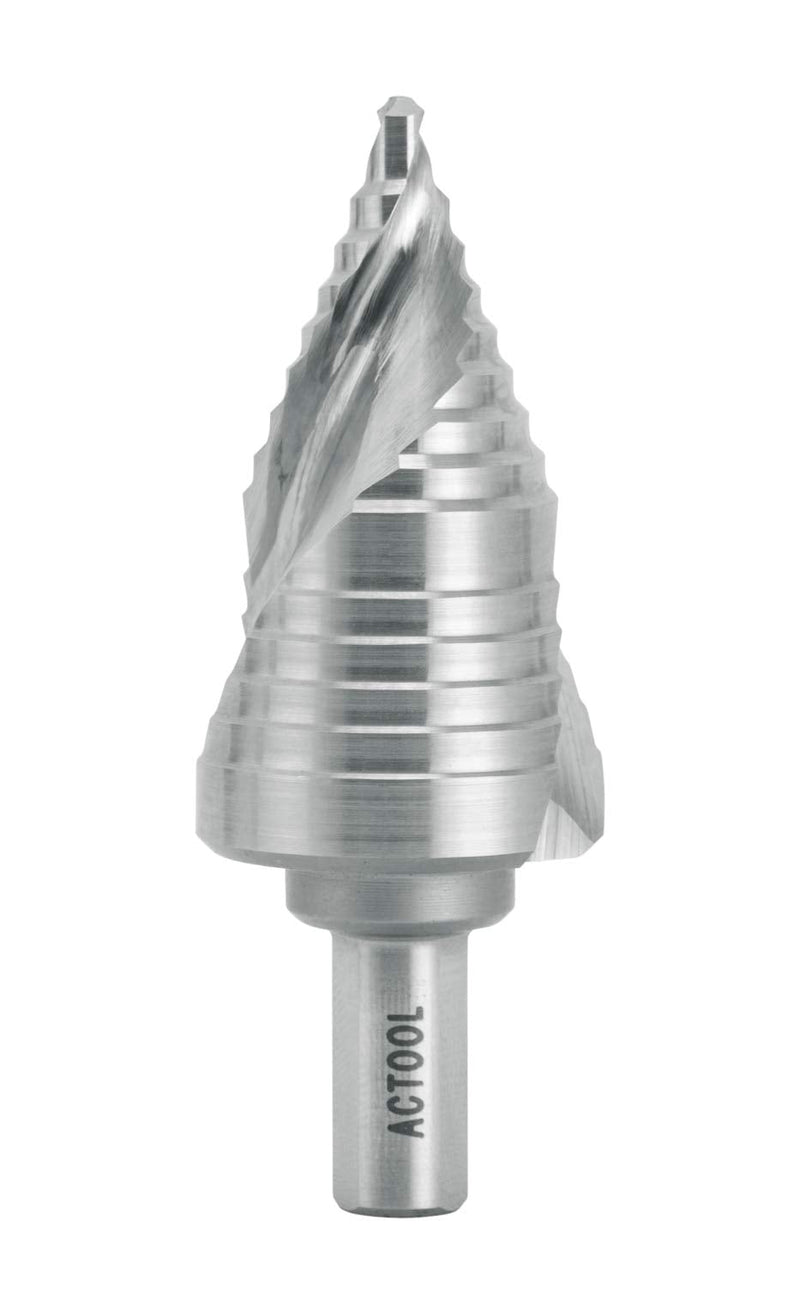 Industrial HSS Step Drill Bit 7/8'' to 1-1/8'' with 3/8'' Shank, Unibit Double Spiral Flute for Metal, Stainless Steel, Aluminum, Plastic 7/8'' to 1-1/8''
