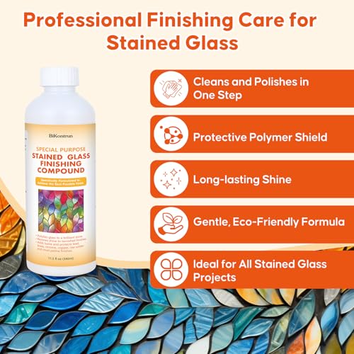 Stained Glass Polish Finishing Compound, Professional Polish & Cleaner for Stained Glass, Restores Brilliant Shine Protects Finish, Removes Oxidation Tarnish Oil Film for Artists & Hobbyists