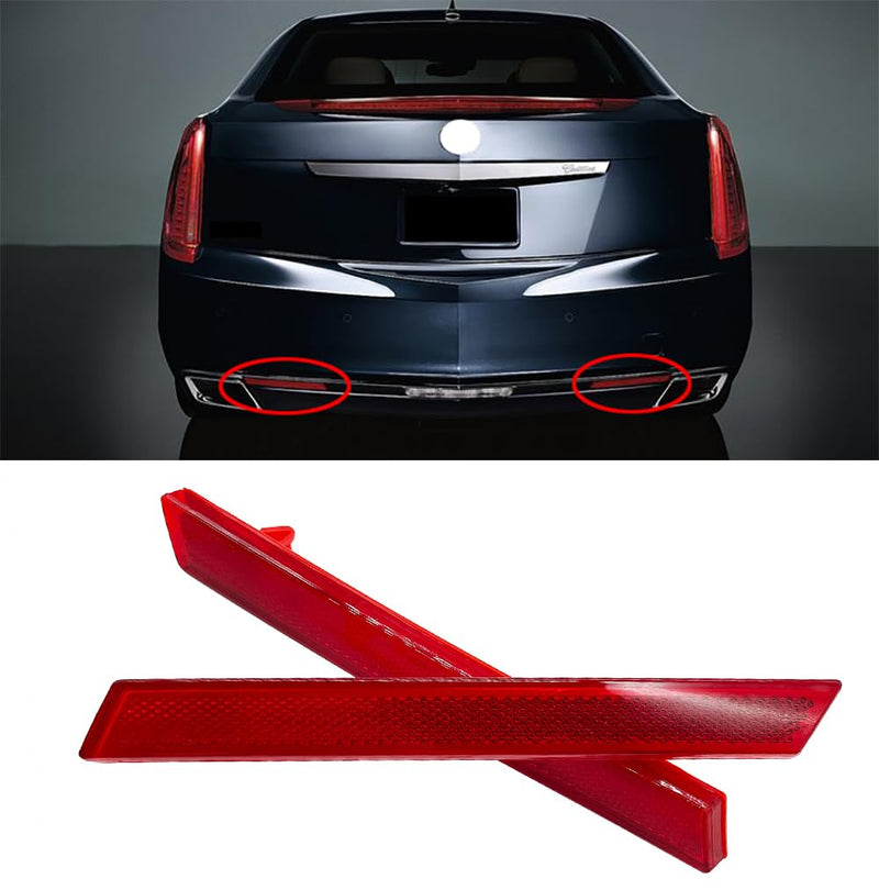 [AUSTRALIA] - Pair Rear Bumper Reflector For Cadillac XTS 2013-2017 Red Lens Bumper Lower Lights Trim 2014 2015 2016