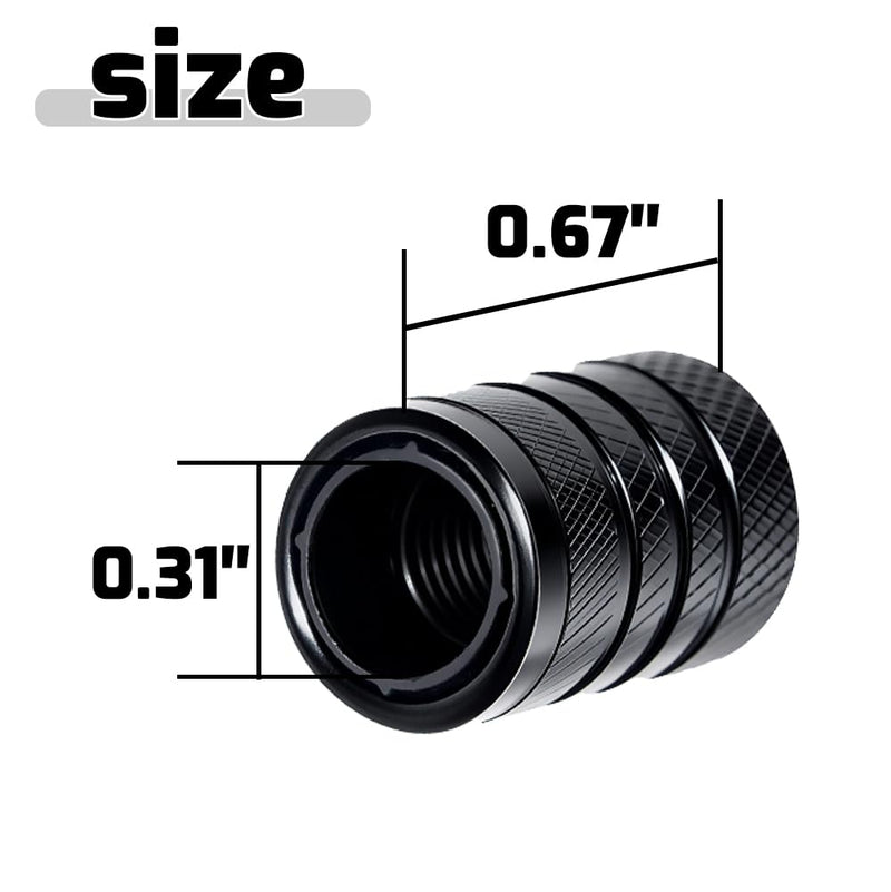 4-Piece Black Anodized Aluminum-Plastic Composite Tire Valve Stem Caps with Integrated Plastic Sleeve,Corrosion-Resistant and Universal Fit,Suitable for Cars, Trucks, and Motorcycles(Black)