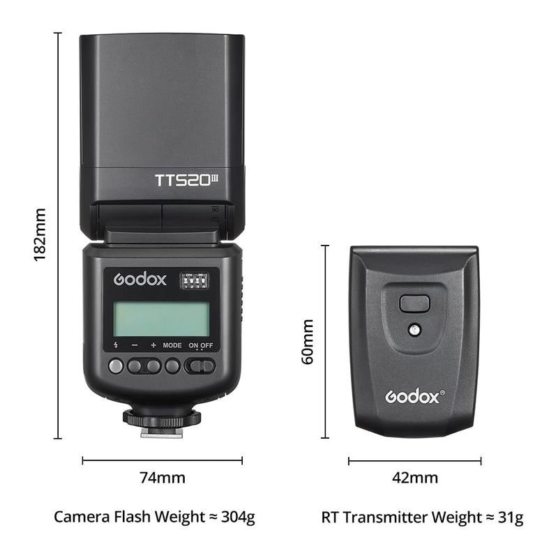 GODOX TT520III Universal Camera Flash Speedlite(TT520II Upgraded) | Built-in Receiver and RT Transmitter,S1/S2 Modes,8 Power Levels,Compatible with Canon Nikon Olympus Fujifilm Panasonic