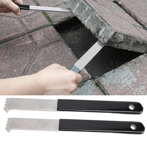 2Pcs Paver Puller, Paver Extractor Tool with Joint Scraper Micro Teeth Gripper Slots Paver Removal Tool for Garden Paver Brick Block Replacement
