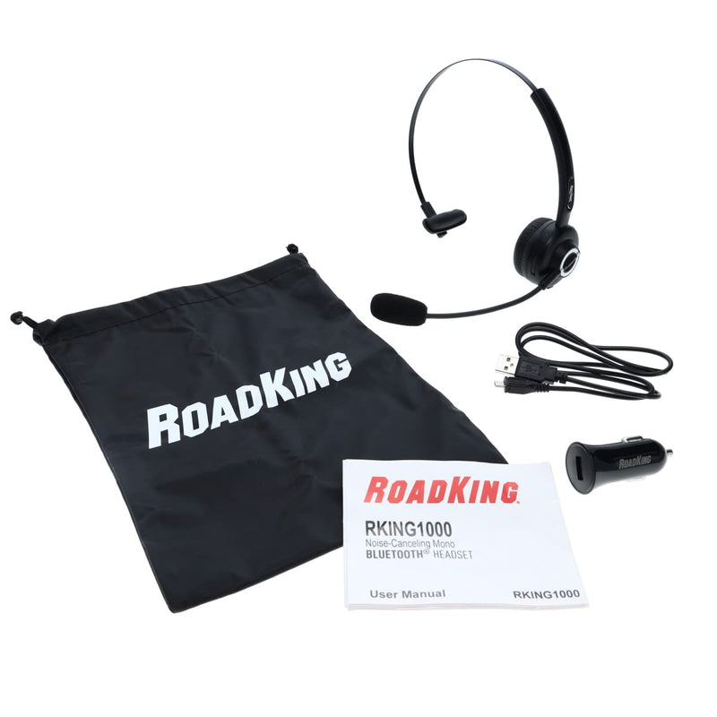 RoadKing Truck Driver Headset RKING1000 Noise Cancelling Bluetooth(R) Headset Mono Wireless Headset with Advanced Noise Cancellation and Mic