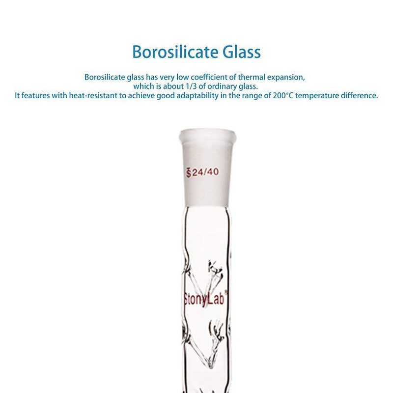 stonylab Vigreux Distillation Column, 24/40 400 mm Length Borosilicate Glass Fractional Distillation Column Vigreux Column with Indentations for Laboratory