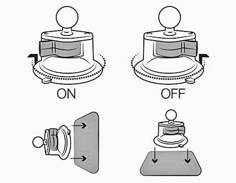 RAM Mounts Compatible Suction Cup Base Mount with Adhesive Dashboard Pad and Dual 1" Ball Clamp - Compatible with RAM Mounts and Other B Size 25mm Ball Phone Holder