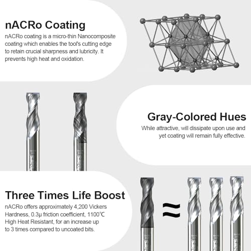 FivePears Up Cut Spiral Router Bit for CNC with Extreme Life Coated, 3/8" Cutting Diameter, 1-1/4" Cutting Length, 3/8 inch Shank Carbide End Mill for Wood Carving Engraving Grinding Grooving … 3/8" Dia - 1-1/4" CL - 3/8" Shank