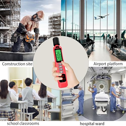 ZLLJYBLG GL81A Decibel Meter, 30-130dB Digital Sound Level Meter with A-Weighted, Fast/Slow Response, Max/Min Hold, Backlit Display, Noise Tester for Home, Work, Factory, Classroom（Red）