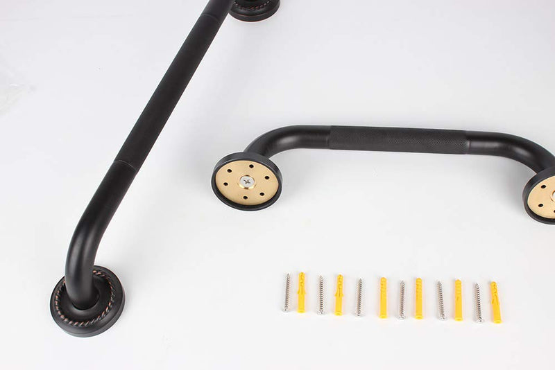 12-Inch Grab Bar Featuring Anti-Slip Handrail, Solid Brass, Oil Rubbed Bronze, Heavy-Duty Construction Armrest, Bathroom Bathtube Shower Safety Rail Mh 12 Inch (Pack of 1)