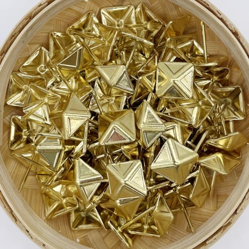 200PCS D14mm Square Upholstery Tacks Brown,Furniture Thumb Tacks Golden Gloden Square Tack