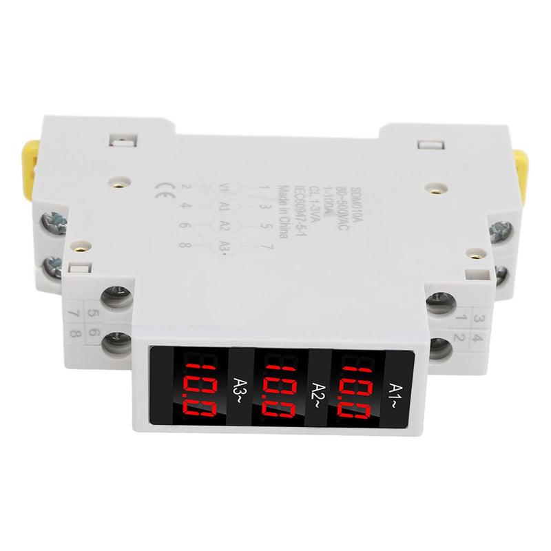 3 Phase Din Rail Voltmeter Ammeter, AC 80‑500V 1‑100A Digital Energy Meter with 3 Sensors, Voltage Current Power Meter Electricity Tester Multimeter Current Power Tester