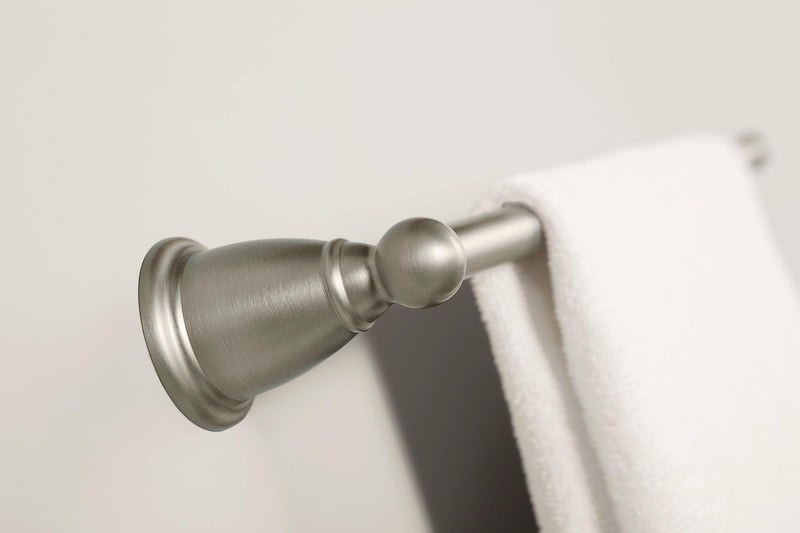 Moen Brantford Brushed Nickel 24-Inch Single Bathroom Towel Bar, Traditional Wall Mounted Towel Hanger, YB2224BN 24 Inch 24" Towel Bar
