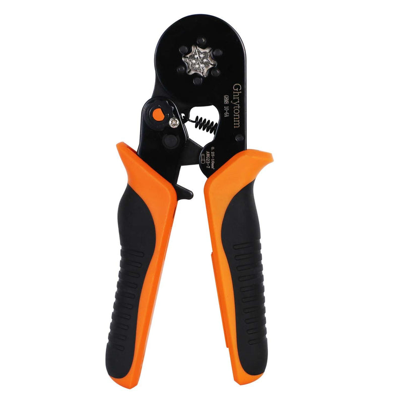 Ferrule Crimping Tool Kit, AWG 10-6 Self-adjustable Ratchet Wire Ferrule Crimper Plier Set with 1800pcs Wire Terminals Crimping Connectors Wire Ends Ferrules, Black/Orange With 1800pcs Wire Connectors