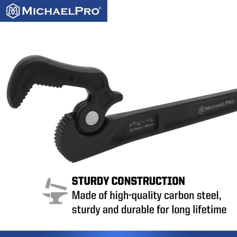 MichaelPro Self Adjusting Pipe Wrench, 14 Inch Multi-Function Spanner Adjustable Plumbing Wrench, Clamping Diameter Up to 1-7/8 Inch (48mm), Adjusting Wrench with Swivel Head 25/32" – 1-7/8"