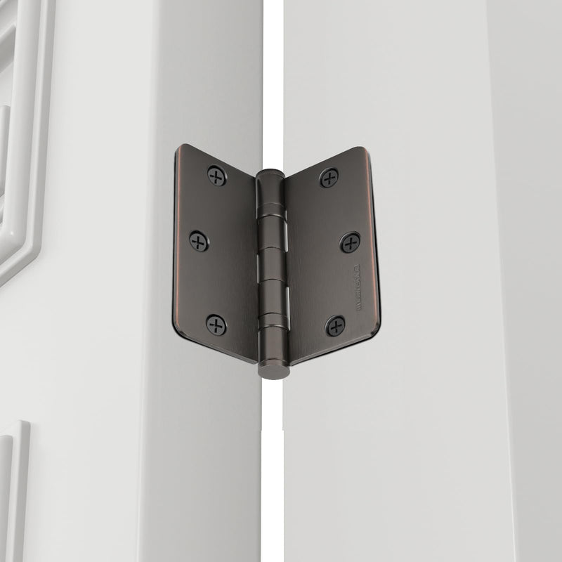 goldenwarm 3 Pack 304 Stainless Steel Door Hinges, Oil Rubbded Bronze Non Removable Pin Heavy Duty Ball Bearing Door Hinges 3.5 Inch, Commercial and Residential Door Hardware, with 1/4 Inch Radius 1/4" Radius Corner Oil Rubbed Bronze