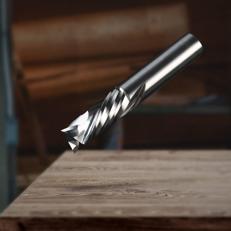 ZahyoX 1/2 Inch Compression Spiral CNC Bit, 1/2" Cutting Dia, 1/2" Shank, 1-1/4" Cutting Length, 3" Overall Length, CNC Router Bits, Plunge Cut End Mill / 1-1/4"CL