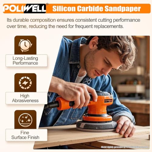 POLIWELL 40 Pack 6 Inch 150mm Silicon Carbide Sanding Discs 1000-3000 Grit 40.0