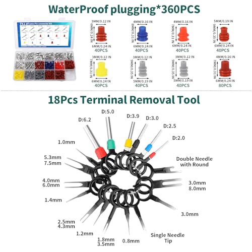 812Pcs Pin Connector Kit with Crimping Pliers - Terminal Pin 1/1.5/1.8/2/2.2/2.3/2.8/3.5mm Non-Insulated Plug Removal Male & Female Wire Pins - Automotive Car Electrical 1.5mm, 1.8mm, 2mm, 2.2mm, 2.3mm, 2.8mm, 3.5mm