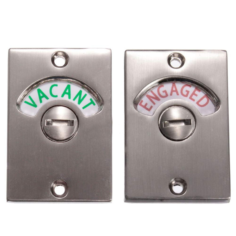 2PCS Restroom Door Lock Latch - Stainless Steel Occupied/Engaged Indicator, Vacant Bathroom Privacy Handle Lock (Satin Nickel) satin nickel - 2pcs