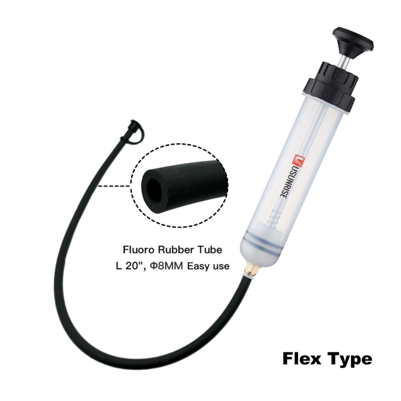 Automotive Fluid Extractor Pump,Oil Change Syringe with Long Hose,Syringe Style Pump for Power Steering Transmission Gear Oil & Brake Fluid Changes, Hand Vacuum Pump 200CC/200ML-3 ProType