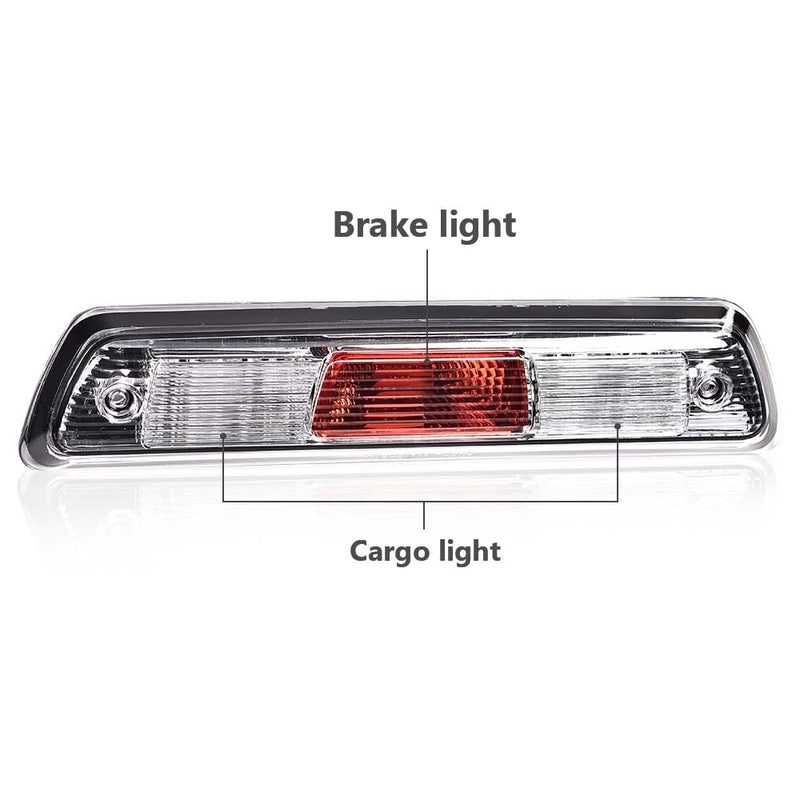 G-PLUS Third Brake Light Compatible with Ford F150 Truck 2009-2014 High Mount Stop Lights Rear Center Roof Third Cargo Light Parking Light Clear/Red Lens Chrome Housing 3rd Brake Light AL3Z13A613E 09-14 F150 Clear