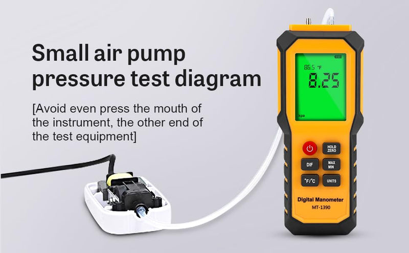 YZT Meter Manometer Air Pressure Meter, Digital Differential Pressure Gauge, HVAC Gas Pressure Meter Dual-Port Manometer Gas Pressure Tester (9v Battery Included)… 1/8 Inches Diameter Port
