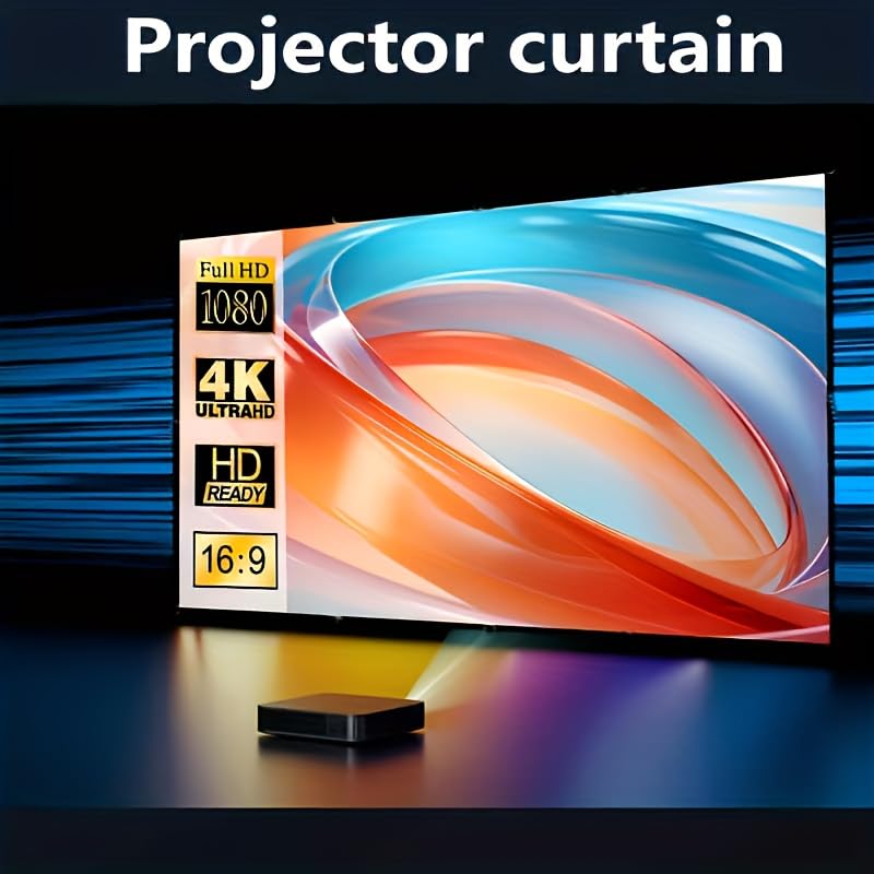 Multi-Size 60/84/100/120 Inch 4K Projector Display Screen, Portable Fold Washable Wrinkle Resistant Wall Screen for Home Theater & Business Presentation (100inch) 100inch