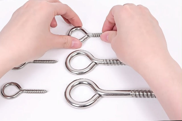 10PCS 4 inches Screw Eyes M8 304 Stainless Steel Eye Screws, Heavy Duty Screw, Eye Hooks Screw Eye Bolts Eye Hooks Screw, Indoor & Outdoor Uses (10, M8-4inch) 10