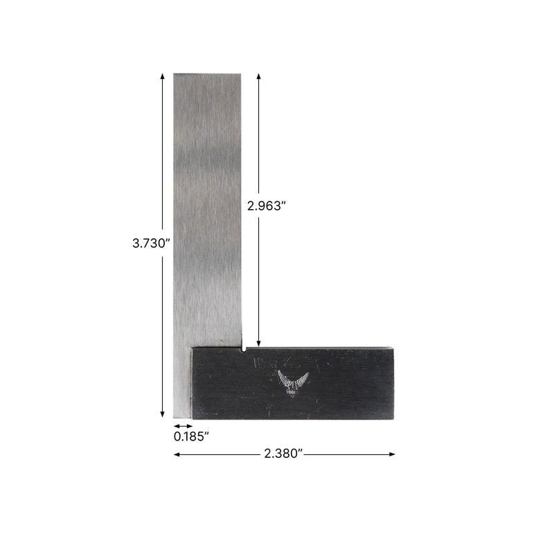 PEC Tools Machinist Square Precision Engineer Wide Seat Square 90 Right Angle Ground Hardened Steel Angle Ruler 3 x 2-1/2 Inch, Suitable for Woodworking and Precision Layout Work 3"