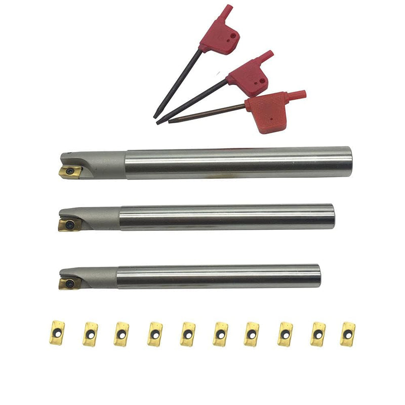 JTR 3pcs 90 Degree BAP300R End Mill Holders Indexable Inserts Tool Holder with 10pcs APMT1135PDER Milling Inserts for Machining Steel, Cast Iron