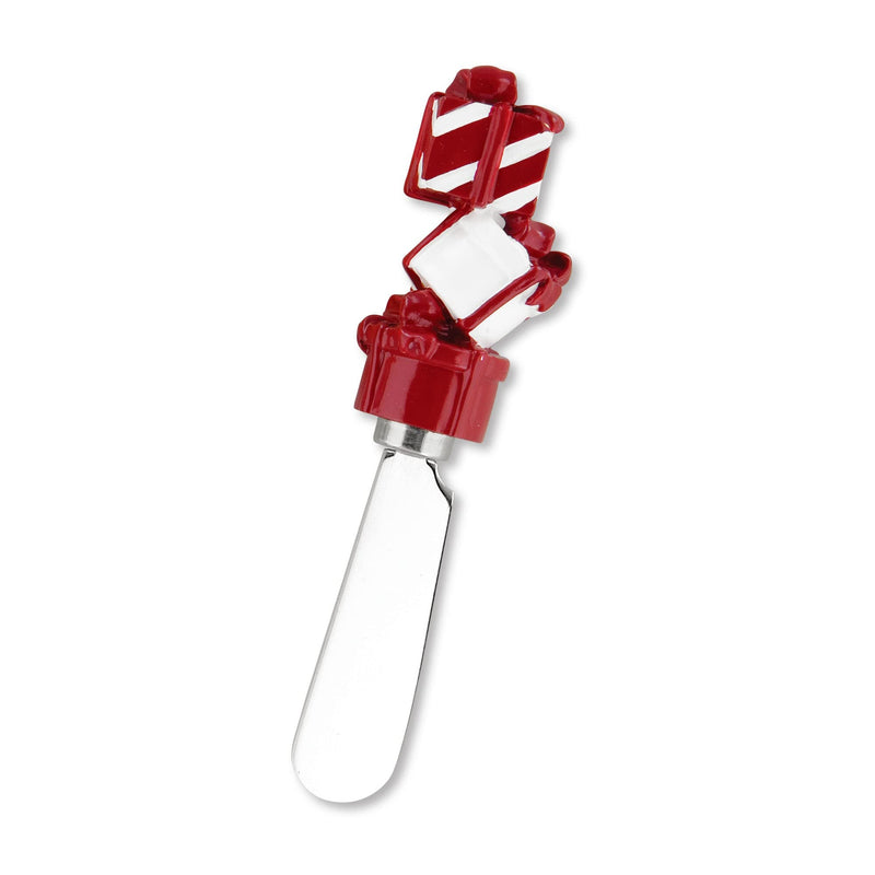 UPware Christmas Themed Cheese Spreaders, Hand-Painted Resin Handles with Stainless Steel Blades for Spreading Cream Cheese, Butter, and Jam, Assorted Designs, Set of 4